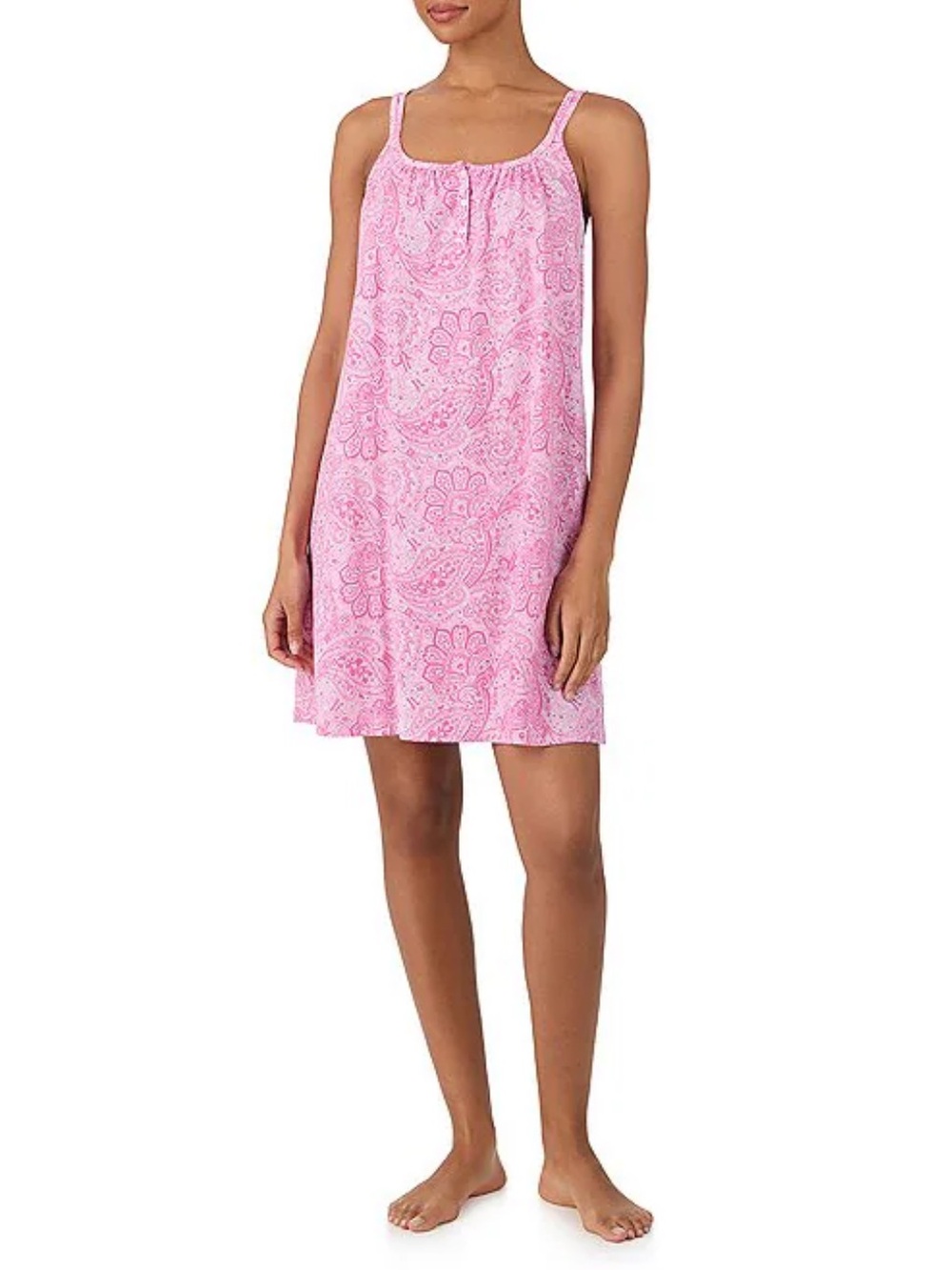 Lauren Ralph Lauren Pink Paisley Print Strappy Nightgown Sleep Dress Cotton M